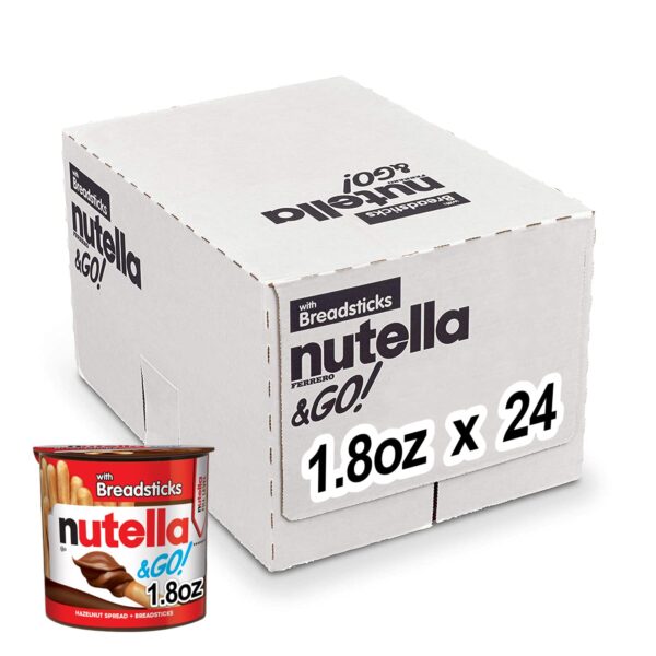 Nutella & GO! Hazelnut and Cocoa Spread with Breadsticks, Snack Pack, Great for Holiday Stocking Stuffers, 1.8 oz each, Bulk 24 Pack