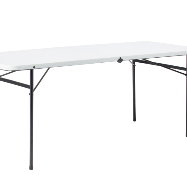 6 Foot Bi-Fold Plastic Folding Table, White Picnic Table Camping Table Set Camping Table Foldable