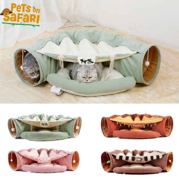 Cat Bed Tunnel Collapsible Removeable Cat Tunnel Tube Pet Interactive Play Toys with Plush Balls For Cat Puppy Pet Supplies