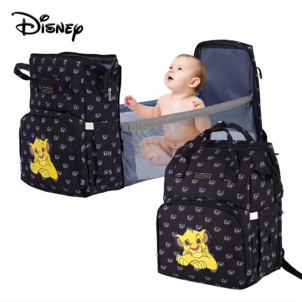 Disney Diaper Bag Backpack With Changing Bed Mommy Baby Stroller Bag Large Capacity Nappy Maternity Care Women Bag The King Lion