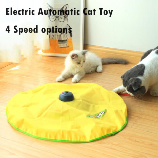 Electric Auto Cat Toy 4 Speed Pet Cat Turntable Interactive Rotating Tease Cat Stick Cat Hunting Toys Puzzle Smart Pet Cat Toy
