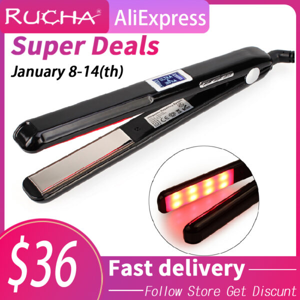Hair Flat Irons Ultrasonic Infrared Cold Hair Care Iron Keratin Treatment for Frizzy Hair Recovers the Damaged Hair Straightener